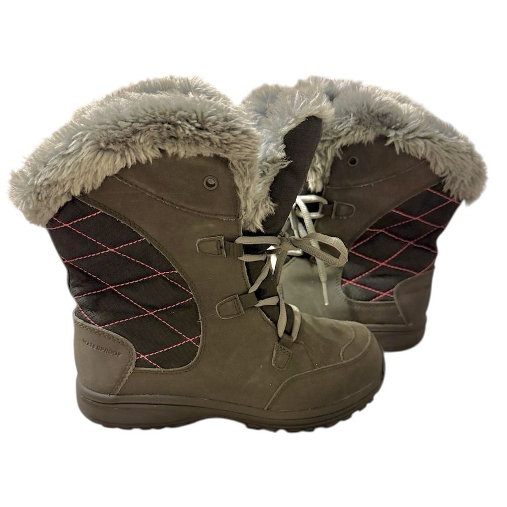 Columbia Waterproof Fur Lined Ice Maiden Youth Gray Winter Boots. Sz 4
